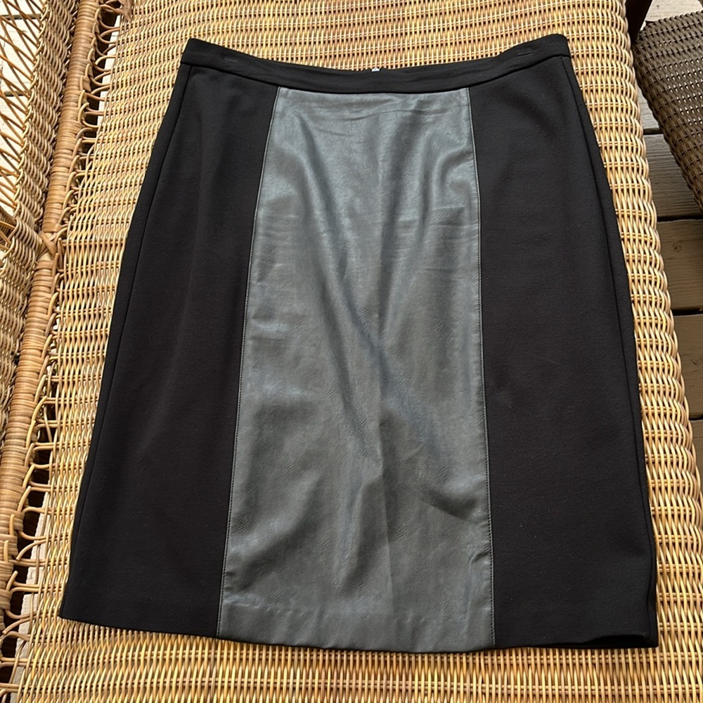 Soft Work Pencil black skirt size 14 with faux leather insert in front